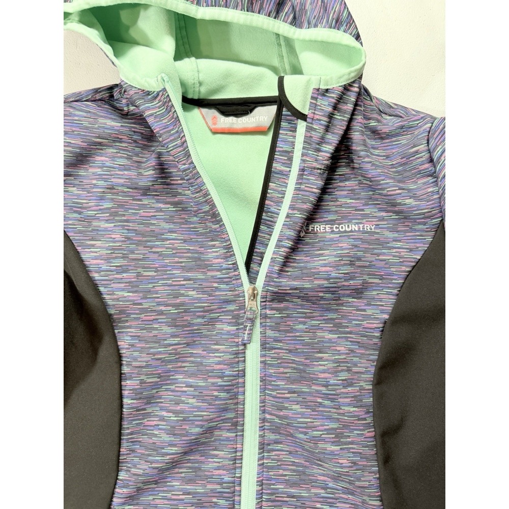 Kids Large Light Jacket, Free Country Multisport Zip Hooded Purple, Mint